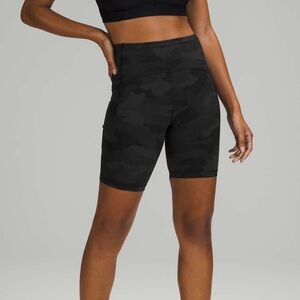 Lululemon Swift Speed High Rise Bike Shorts Black Camo Size 6